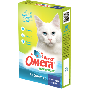 Омега-Нео + для кошек Блестящая шерсть (биотин, зеленые мидии, омега3) 90 таб