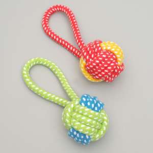 Игрушка для собак мячик из каната с ручкой 5см цвет в ассортименте Пижон