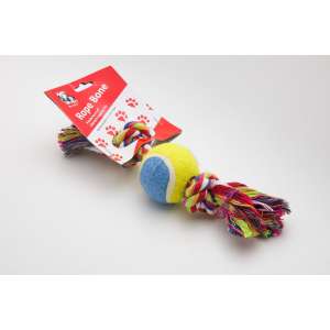 Игрушка для собак канатная 2 узла с тенисным мячом 18см R35203 Алькор*12 для собак