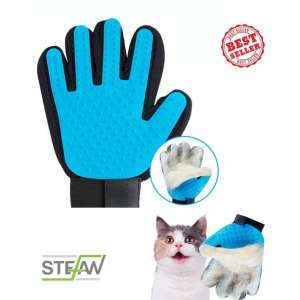 Перчатка массажная для вычесывания шерсти голубая 23*17см PMG-1201BL Штефан/Stefan для кошек