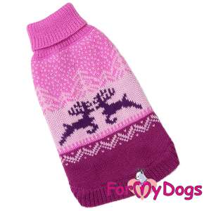 Свитер для собак р14-16, спинка 36см Олени розовый Formydogs для собак
