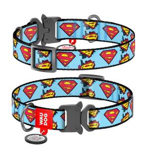 Ошейник для собак нейлоновый Супермен с QR металлический фастекс 20мм*24-40см WauDog Коллар/Collar