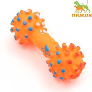 Игрушка для собак Гантель с лапками 16,5см*6см оранжевая Пижон для собак