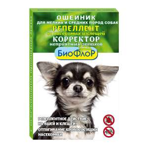 Биофлор ошейник репеллентный для собак, корректор запахов для мелких и средних пород Мята 40см*20