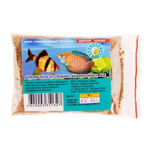 Аквакулинар корм для рыб мелких и средних повседневный 15гр 