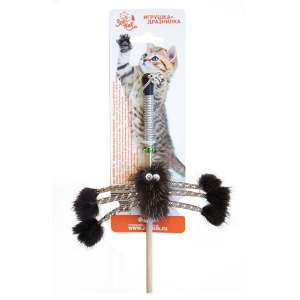 Игрушка для кошек дразнилка Норковый паук на веревке 50см Зооник