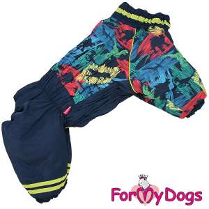 Комбинезон утепленный для собак для мальчиков Дино рВ2 спинка 45см синий/желтый Formydogs для собак