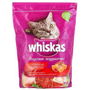 Вискас/Whiskas 800гр корм для кошек подушечки паштет говядина/ягненок/кролик *10 для кошек