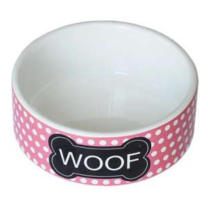 Миска керамическая Woof 440мл бело-розовая 12,5*5см Уют для собак
