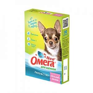 Омега-Нео + для щенков Веселый малыш (пребиотик, зеленые мидии, омега3) 60 таб для собак