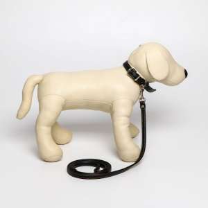 Комплект для собак Ошейник 26-34см*1,4см + Поводок 120см*1см из экокожи черный с цветной нитью для собак