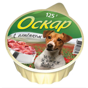 Оскар конс корм для собак Мясной Ягненок 125г*16 для собак