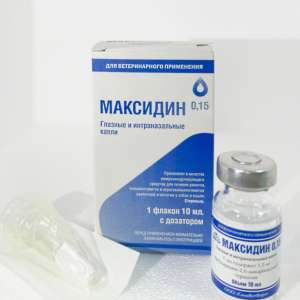 Максидин 0,15  10 мл глаз./интраназ. с дозатором  1фл. *50 (иммуномод.для леч.ринитов,конъюктив.) для собак