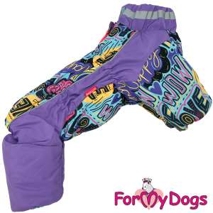 Комбинезон утепленный для собак для девочек СтритАрт р18 спинка 36см фиолетовый Formydogs