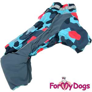 Комбинезон утепленный для собак для мальчиков Камуфляж р20 спинка 39см серо-синий Formydogs для собак