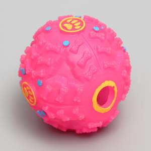 Игрушка для собак Мяч квакающий жесткий 7,5см розовый 