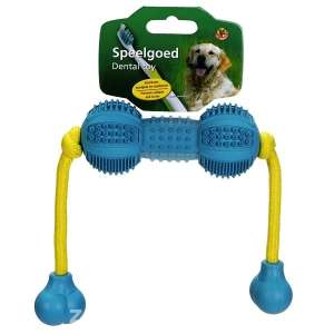 Игрушка для собак Гантель шипованная на веревке резиновая 9см голубая Beeztees