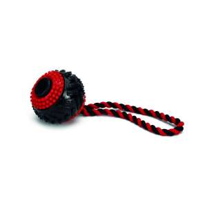 Игрушка для собак Мяч шипованный на веревке 9см черно/красный Beeztees