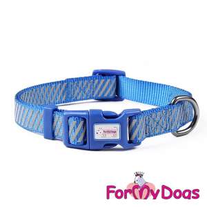 Ошейник для собак светоотражающий рМ синий 2,0*34-52см Formydogs