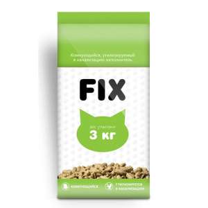 Наполнитель травяной комкующийся Фикс/FIX , можно утилизовать в канализацию 5л/3кг*5