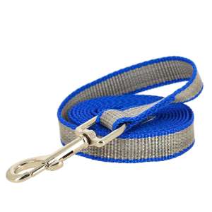 Поводок капроновый усиленный 2м*20мм синий/серый Каскад для собак