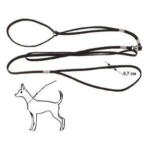 Ринговка шнур черная 7мм с кольцом для собак