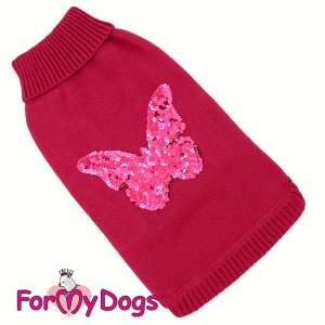 Свитер для собак р14-16 спинка 36см розовый бабочка Formydogs для собак
