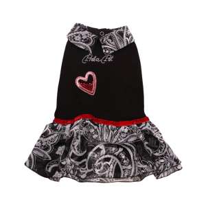 Платье для собак с сердечком рХS черный шифон LION