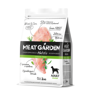 Мит Гарден/Meat Garden Беззерновой корм для собак средних пород Кролик с травами 2кг