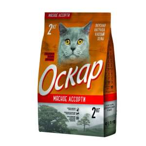 Оскар корм для кошек Мясное ассорти 2кг*2