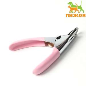 Когтерез гильотина с прорезиненной ручкой отверстие 7мм розовый Пижон для собак