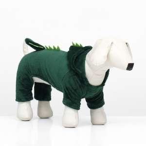 Комбинезон с капюшоном Дракоша с капюшоном рМ спинка 30см зеленый  для собак