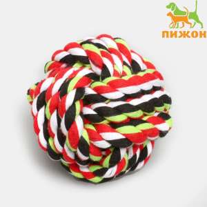 Игрушка для собак Мяч из каната 7см цвет в ассортименте Пижон