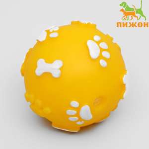 Игрушка для собак Мяч пищащий Лапки 5,5см желтый Пижон