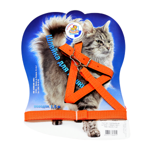 Комплект для кошек шлейка + поводок 1,5м*14мм стропа на блистере Зооник для кошек