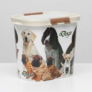Контейнер для корма для собак овальный 10л микс цветов для собак