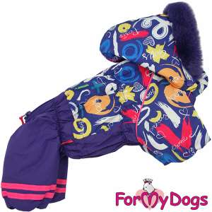 Комбинезон утепленный для собак для девочек р16 спинка 33см фиолетовый Formydogs для собак