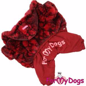 Комбинезон-шубка утепленный для собак для девочек р14 спинка 30см бордовый Formydogs для собак