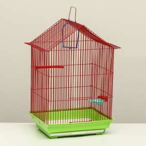 Клетка для птиц укомплектованная крыша домик 38*28*53см зеленый Пижон для птиц