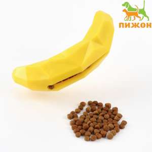 Игрушка для собак Банан для лакомств и сухого корма 14*3,8см желтая Пижон для кошек