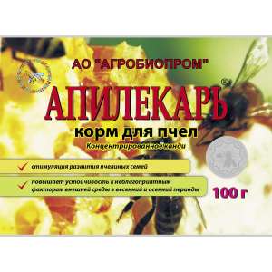 Апилекарь корм для пчел 100гр конц. лечебное Канди (лечение и профил. весенних забол. пчел) 