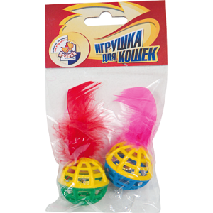 Игрушка для кошек Погремушка с бубенчиком и пером (2шт) Зооник