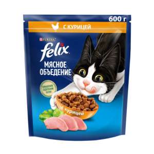 Феликс/Felix Мясное объедение 600гр Курица корм для кошек