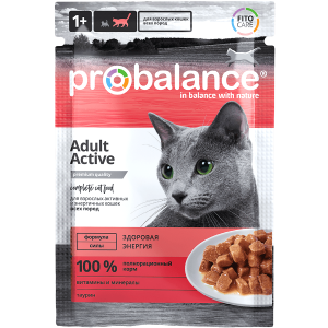 Пробаланс/Probalance Active пауч корм для активных кошек 85гр для кошек