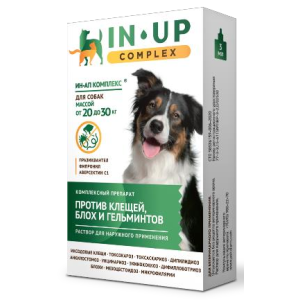 Ин-ап капли для собак 20-30 кг 3мл(от блох,клещей,вшей,власоедов,гельминтов,микрофилярий) для собак