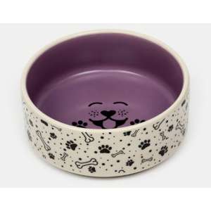 Миска керамическая «Smile dog»200 мл,сиреневая/бежевая, для кошек и собак