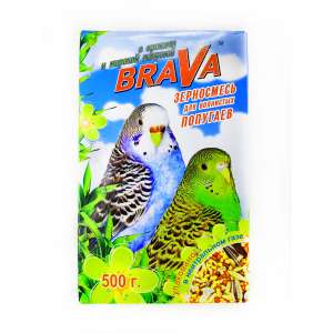 Брава/BraVa корм для волнистых попугаев орех/морская капуста 500гр*14