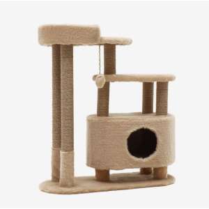 Домик для кошек с когтеточкой, овальный с площадкой, джут, 80 х33 х 91 см микс цветов Пижон