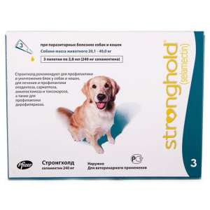 Стронгхолд для собак 20-40кг, 240 мг,1 пипетка (в уп. 3 пип.) от блох, сарк, демод., дироф. для собак