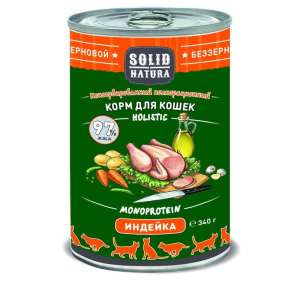 Солид/Solid конс. Natura Holistic корм для кошек Индейка 340гр*12